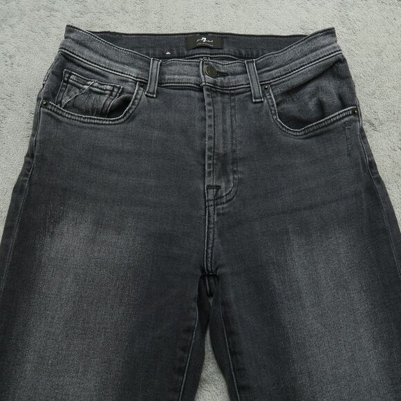 7 For All Mankind Jeans Women's 27 Gray Mid-Rise Skinny 28" Inseam Distressed - Picture 14 of 16